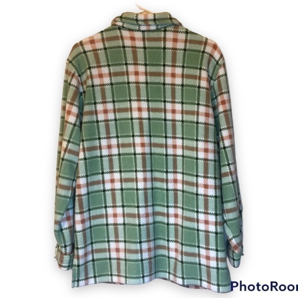 MAXWELL Womens Button Down Oversized Shirt/Shacket Green White Rust Size Small - Picture 2 of 7